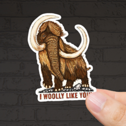 Durable, vinyl, die-cut, I Woolly Like You Sticker