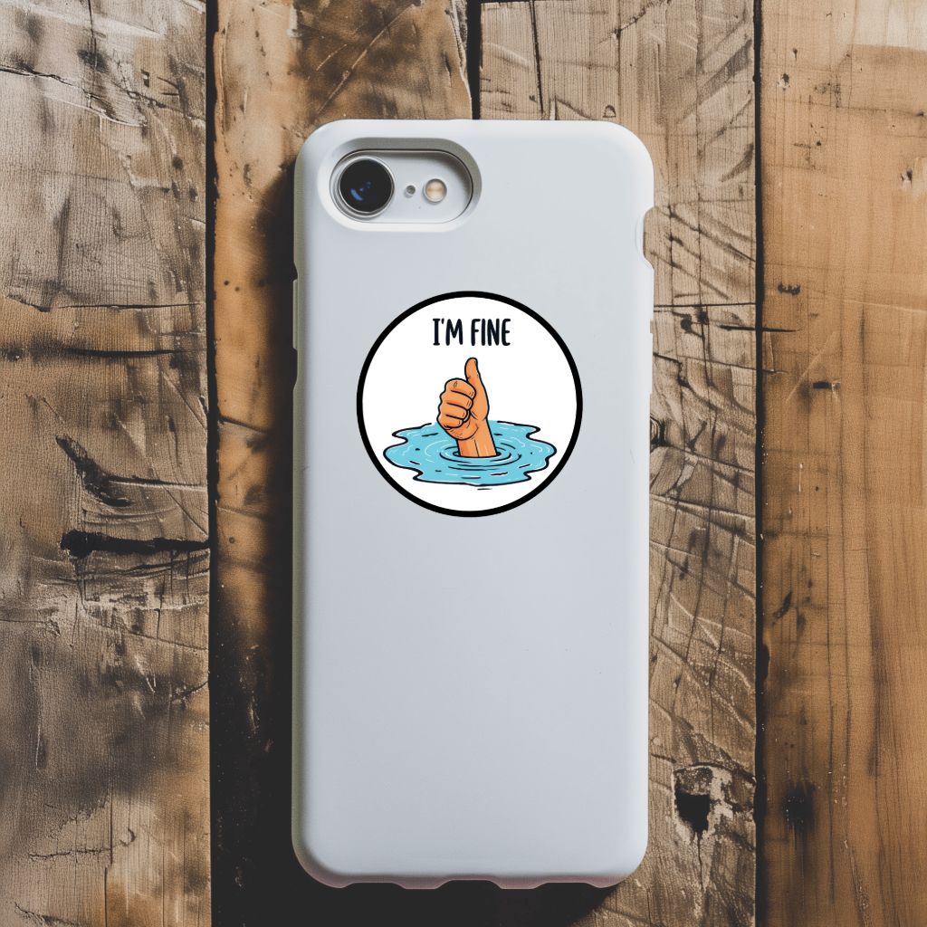 Durable, vinyl, die-cut, I'm Fine Sticker.