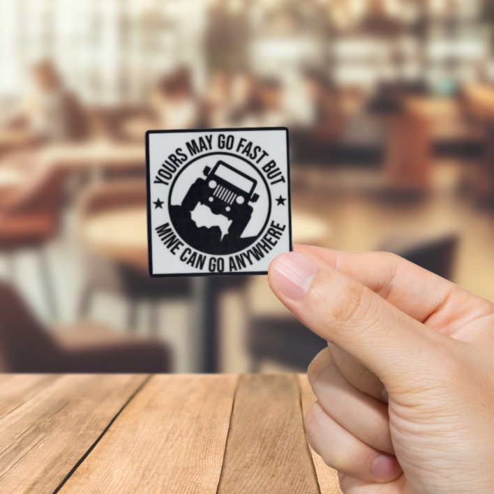 Durable, vinyl, die-cut, Jeep Go Anywhere Sticker.