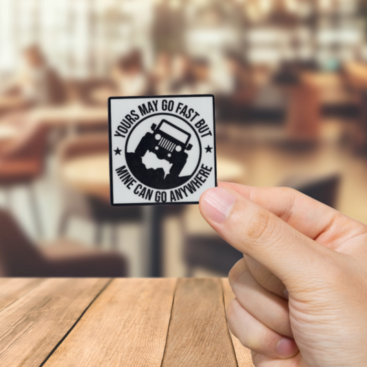 Durable, vinyl, die-cut, Jeep Go Anywhere Sticker.