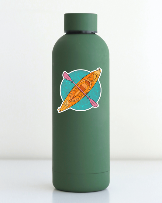 Durable, die-cut Kayak Moon Sticker