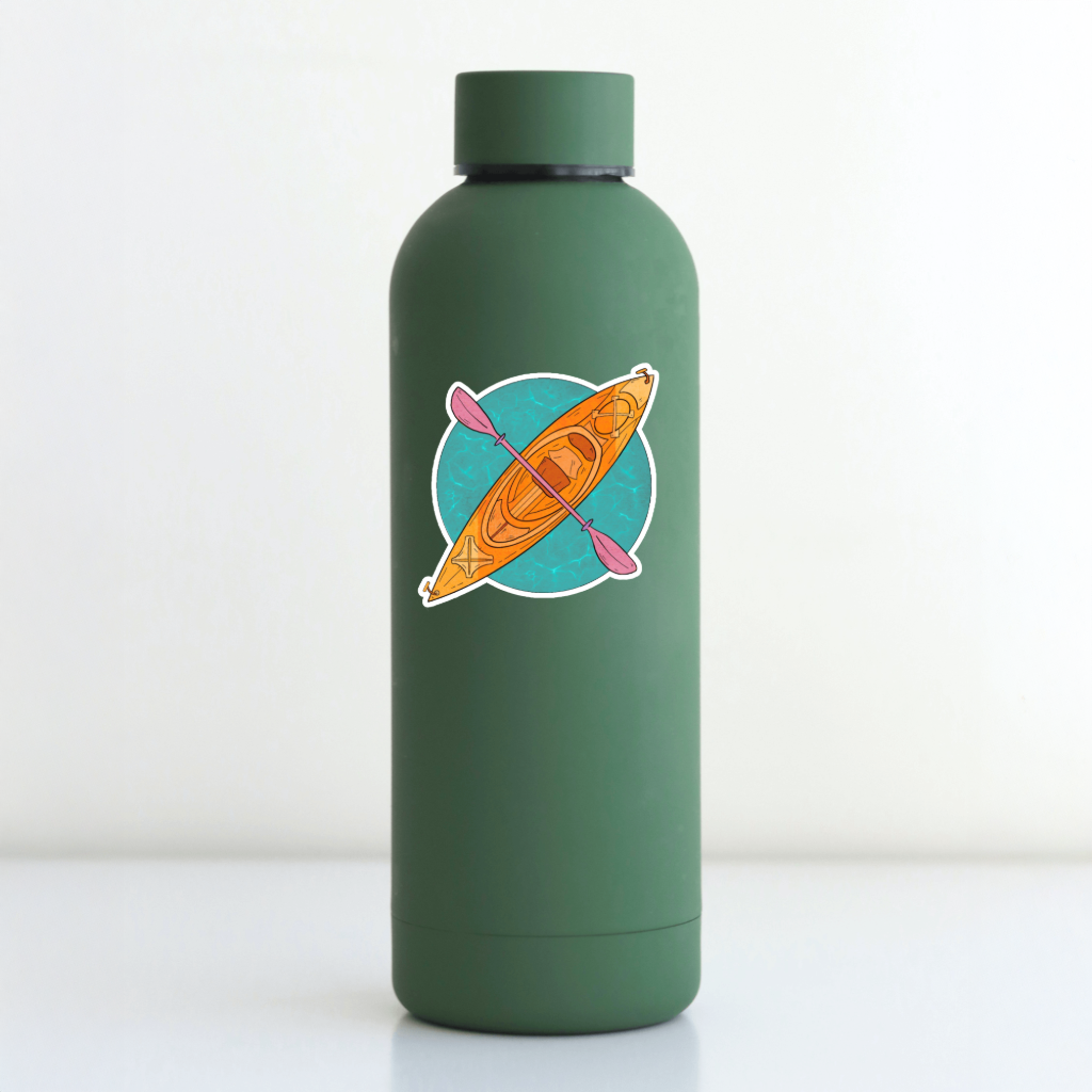 Durable, vinyl, die-cut, Kayak Moon Sticker.