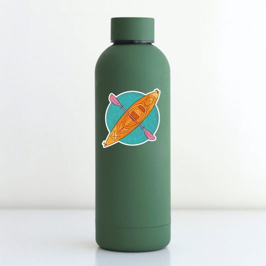 Durable, vinyl, die-cut, Kayak Moon Sticker.