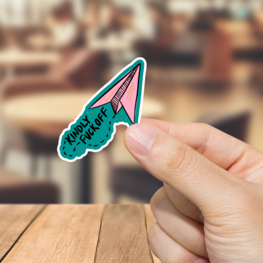 Durable, die-cut, vinyl, Kindly Fck Off Sticker.