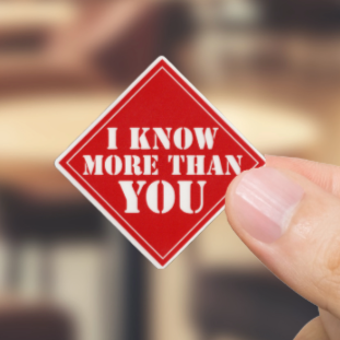 Durable, vinyl, die-cut, I Know More Sticker.