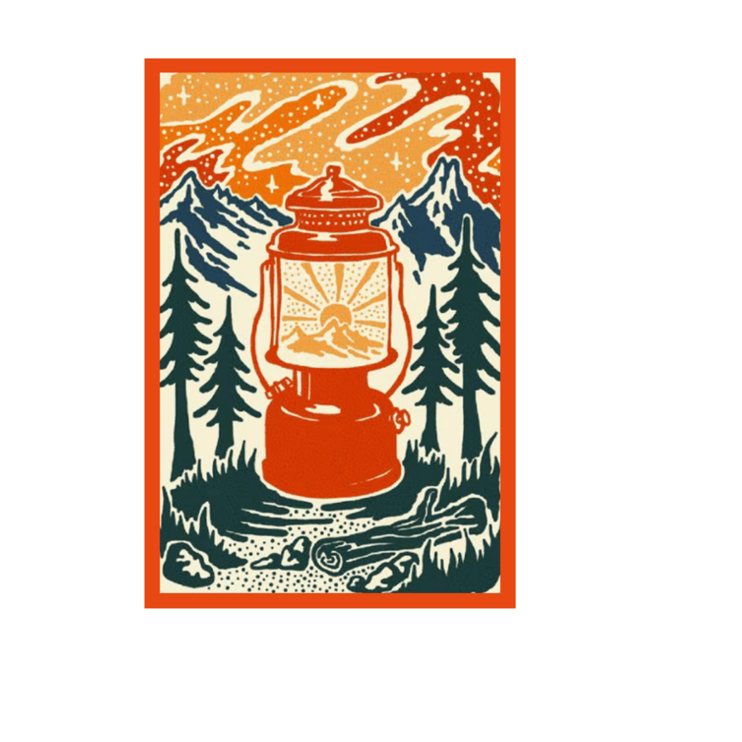 Durable vinyl, die-cut Lantern In The Woods Sticker