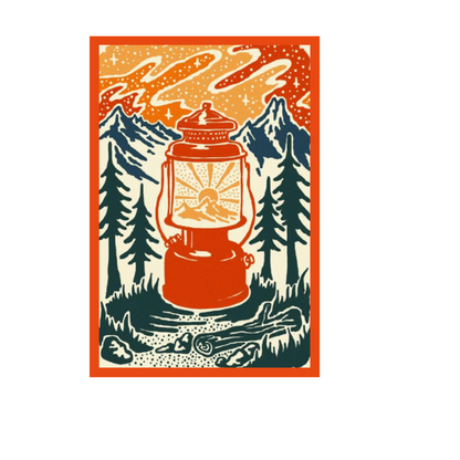 Durable vinyl, die-cut Lantern In The Woods Sticker