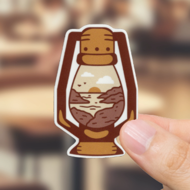 Durable, vinyl, die-cut, Lantern Sticker.