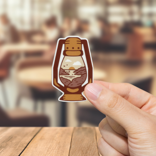 Durable, vinyl, die-cut, Lantern Sticker.