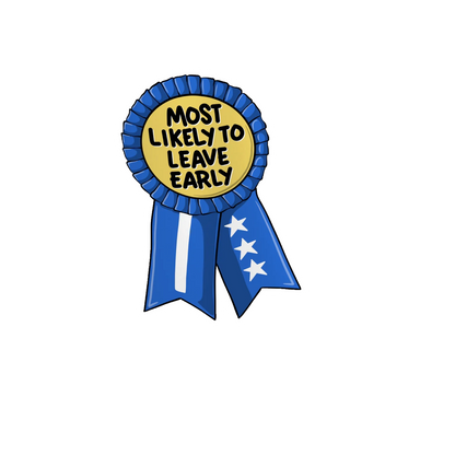 Durable vinyl die-cut Leave Early Sticker