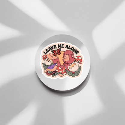 Durable, vinyl, die-cut, Leave Me Alone Sticker.