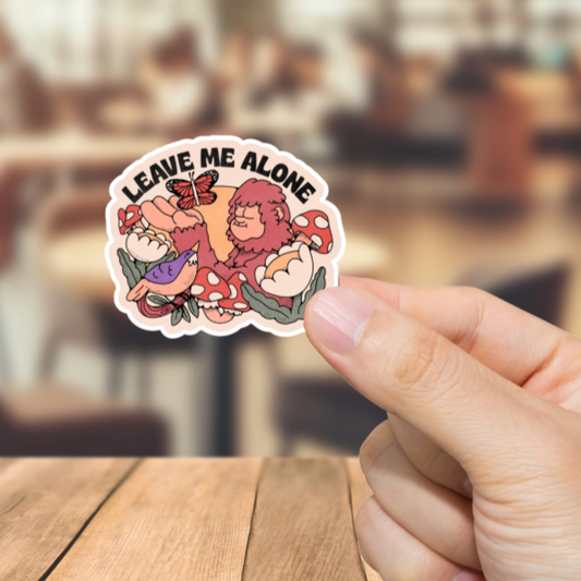 Durable, vinyl, die-cut, Leave Me Alone Sticker.