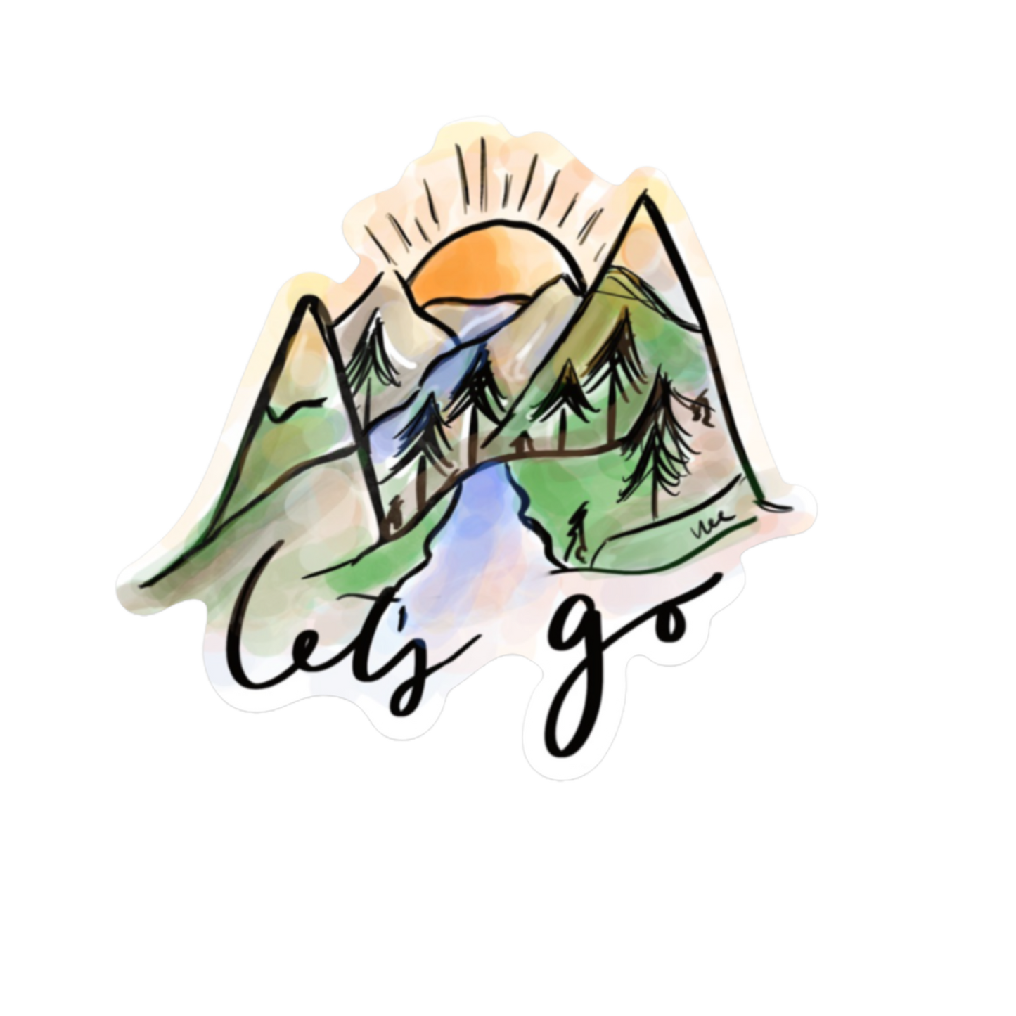 Durable vinyl, die-cut Let's Go! Pastel Sticker