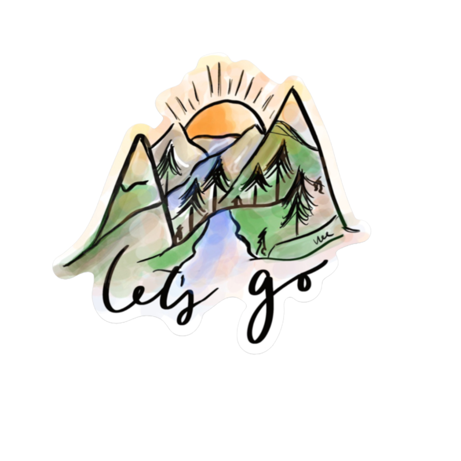 Durable vinyl, die-cut Let's Go! Pastel Sticker