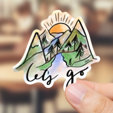 Durable, vinyl, die-cut, Let's Go Sticker.