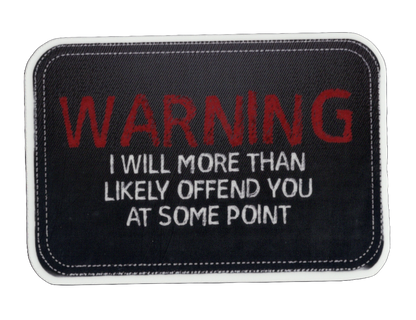 Durable vinyl, die-cut Likely Offend Sticker