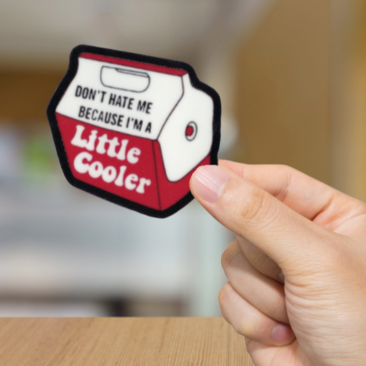 Durable, vinyl, die-cut, Little Cooler Sticker.