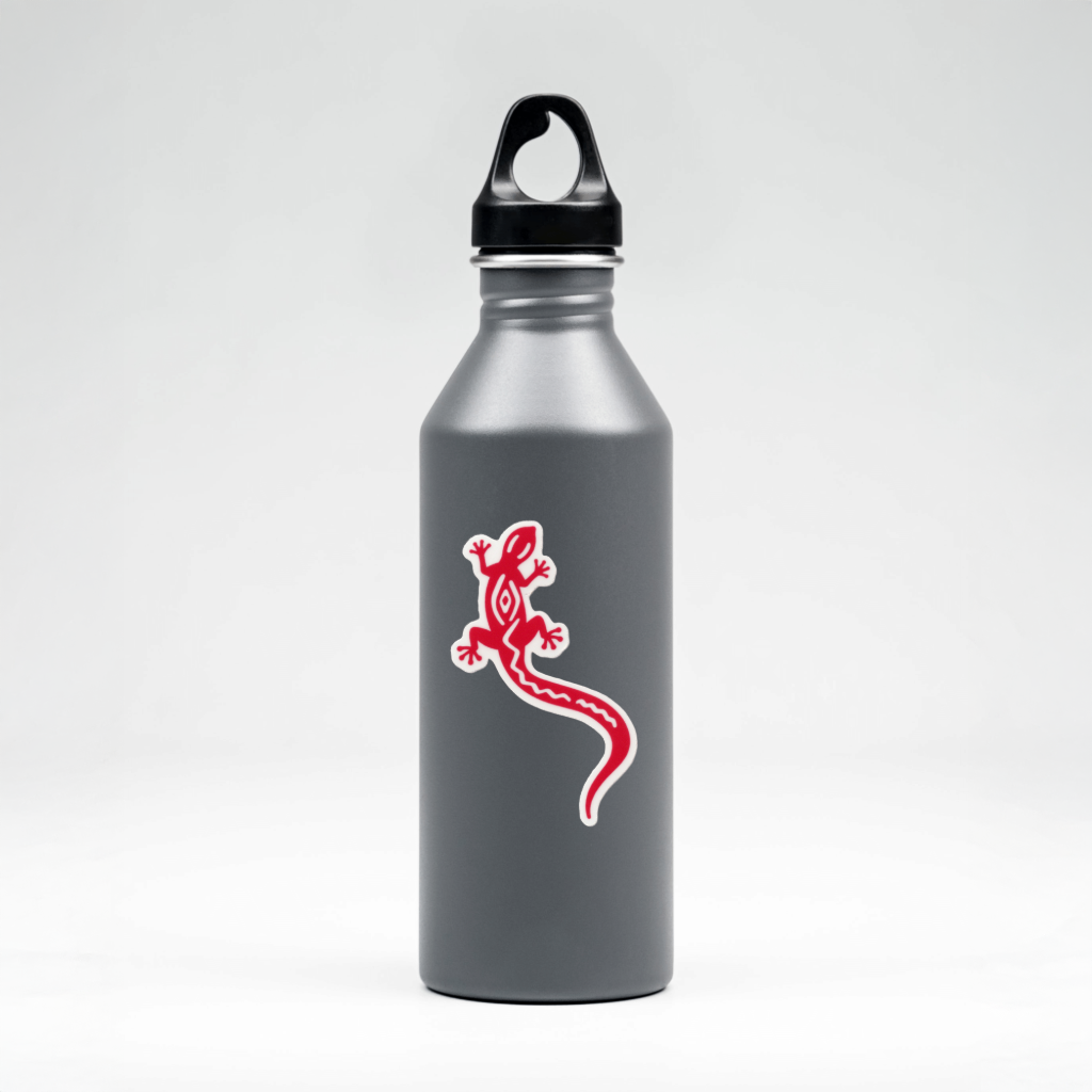 Durable, vinyl, die-cut, Red Lizard Sticker.