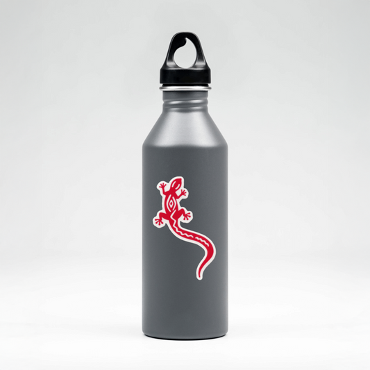 Durable, vinyl, die-cut, Red Lizard Sticker.