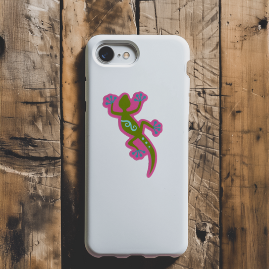 Durable, vinyl, die-cut, Green Lizard Sticker.