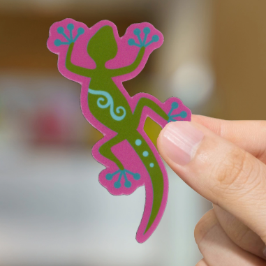 Durable, vinyl, die-cut, Green Lizard Sticker.