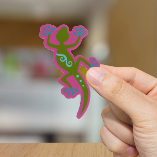 Durable, vinyl, die-cut, Green Lizard Sticker.