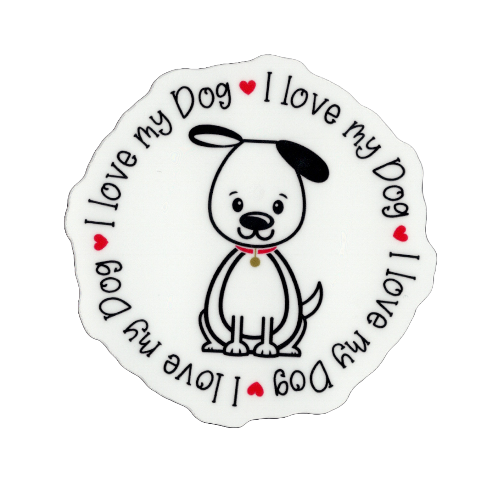 Durable vinyl, die-cut Love Dog Sticker