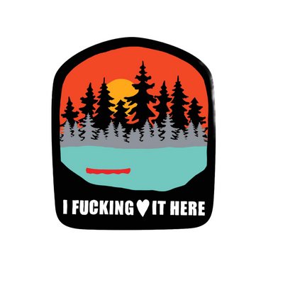 Our Love It Here Sticker! unique, high-quality, vinyl die-cut, eco-friendly stickers