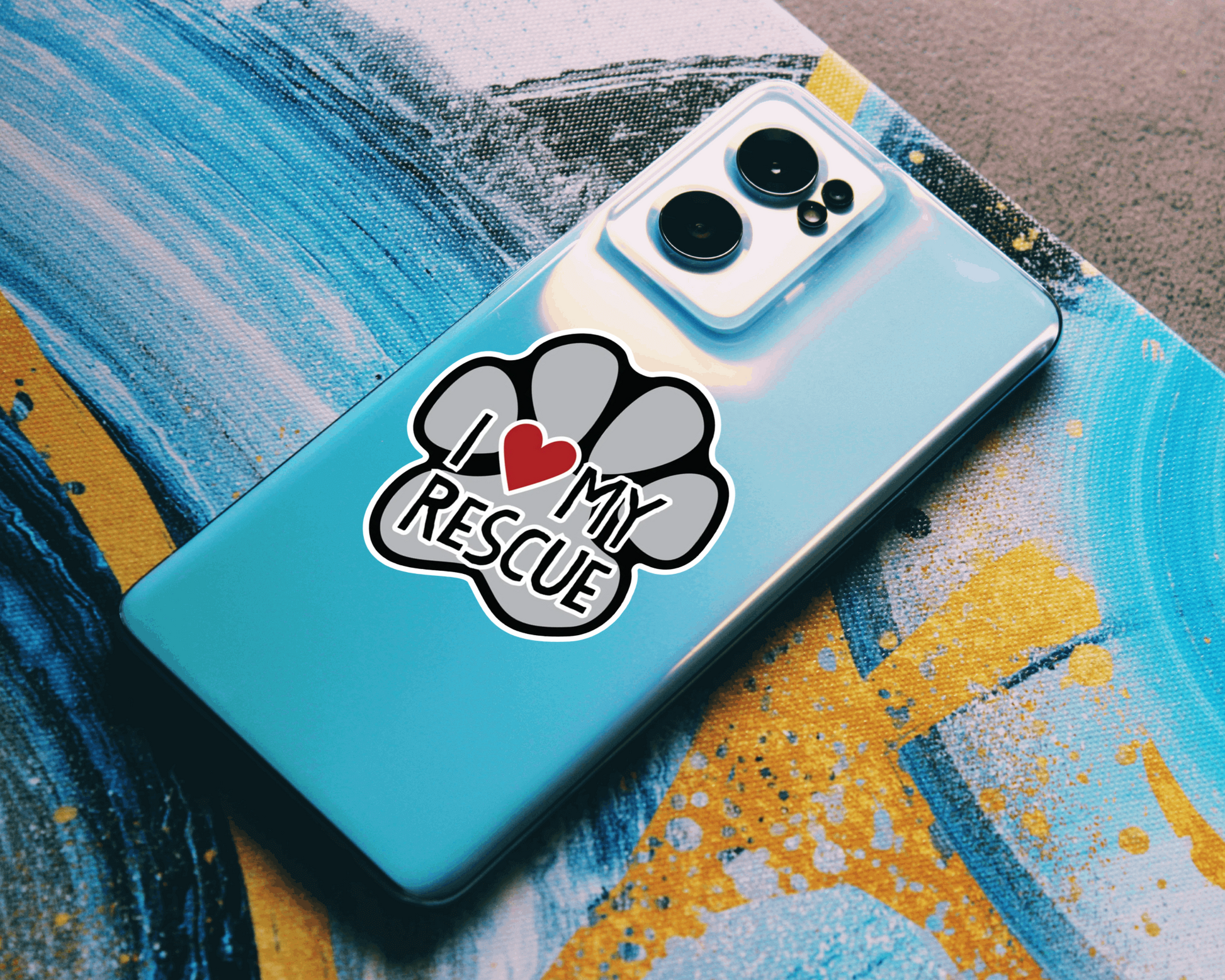 Durable vinyl, die-cut Love My Rescue Sticker