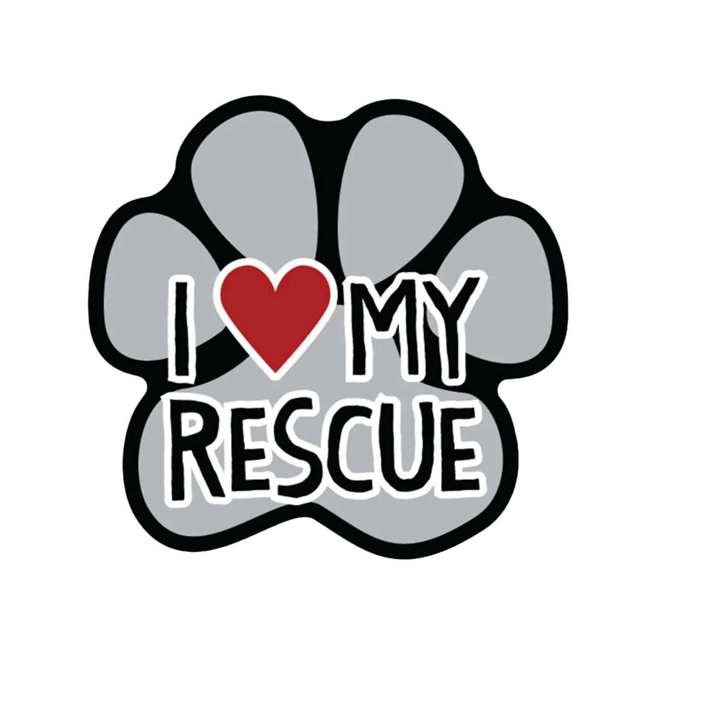 Durable vinyl, die-cut Love My Rescue Sticker