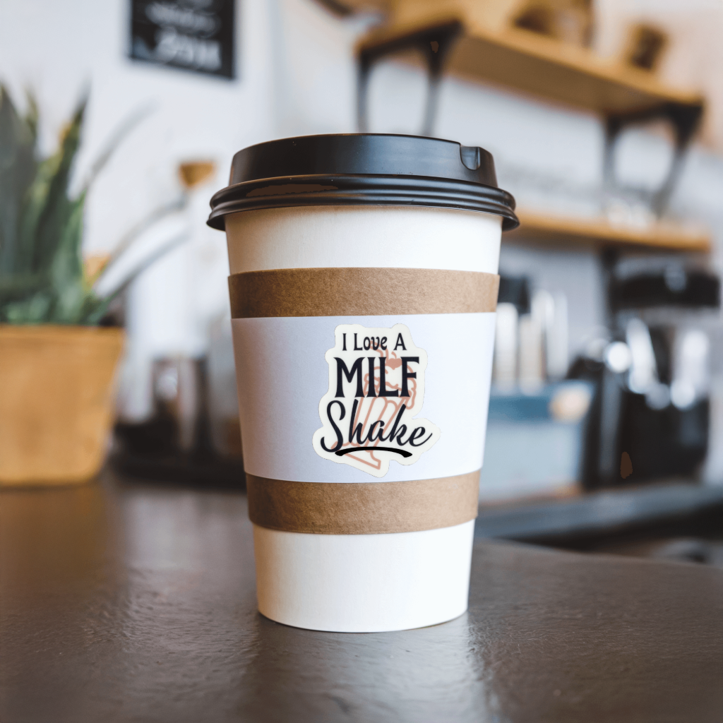 Durable, vinyl, die-cut, MILF Shake Sticker.