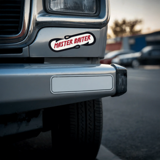 Durable, vinyl, die-cut, Master Baiter Sticker.