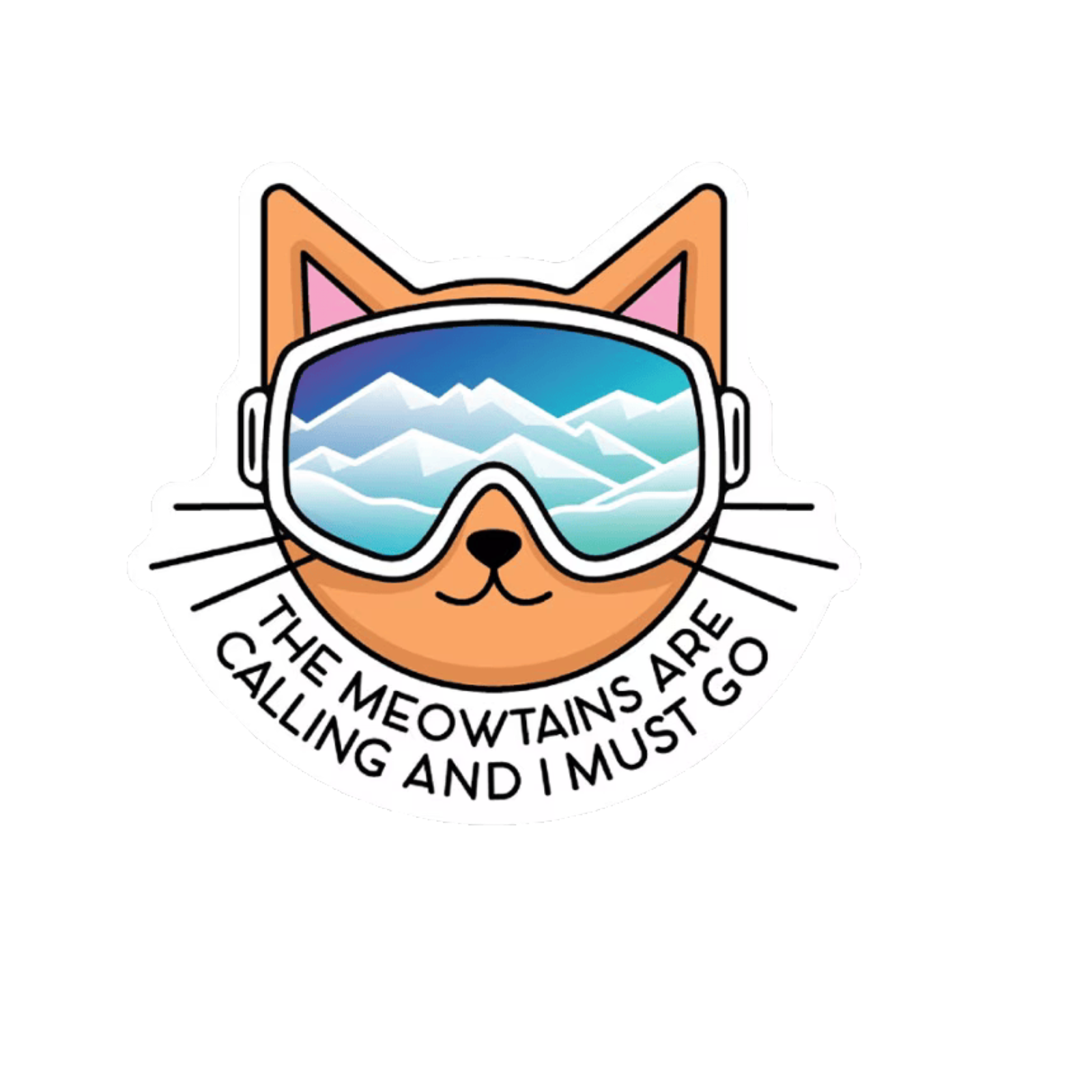 Durable vinyl, die-cut Meowtains Sticker
