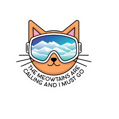 Durable vinyl, die-cut Meowtains Sticker