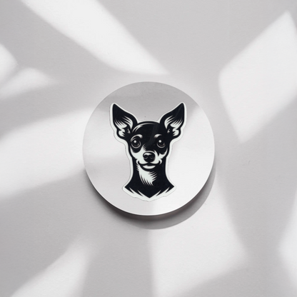Durable, vinyl, die-cut, Miniature Pinscher Sticker.