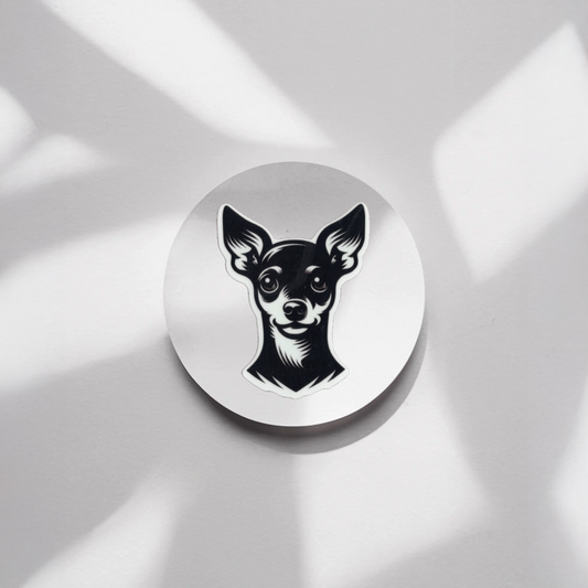 Durable, vinyl, die-cut, Miniature Pinscher Sticker.