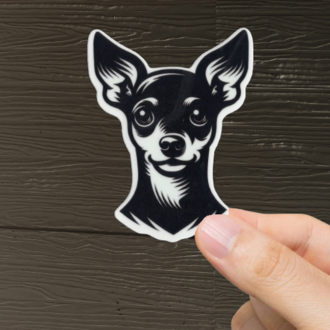 Durable, vinyl, die-cut, Miniature Pinscher Sticker.