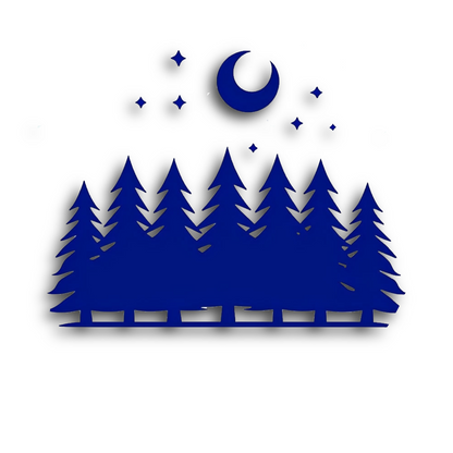 Durable vinyl, die-cut Moon Trees Sticker