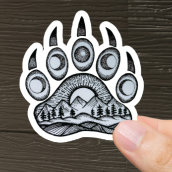 Durable, vinyl, die-cut, Moon Paw Sticker.