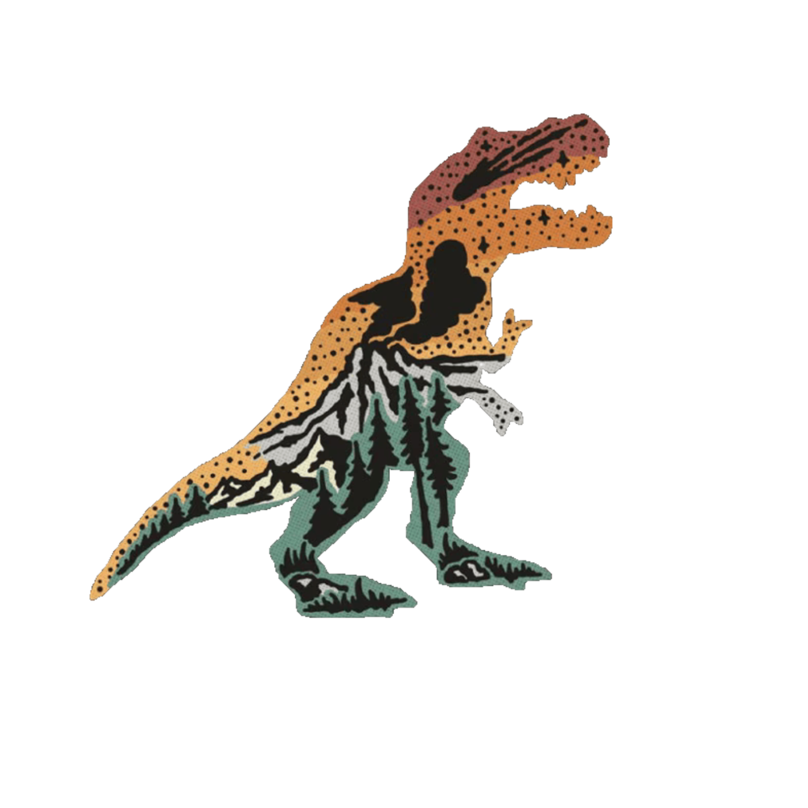 Durable vinyl, die-cut Mountain T-Rex Sticker