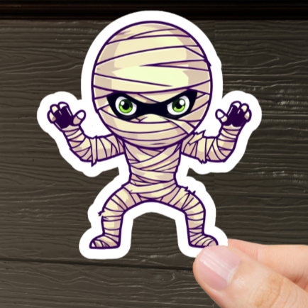 Durable, die-cut, vinyl, Mummy Ninja Sticker.