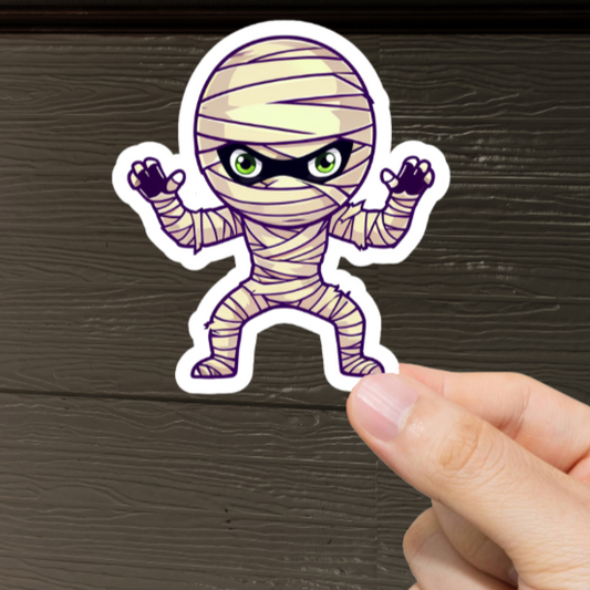 Durable, die-cut, vinyl, Mummy Ninja Sticker.