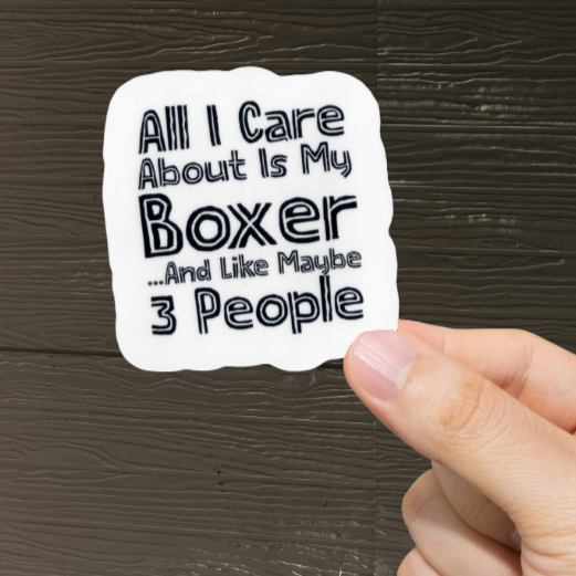 Durable, vinyl, die-cut, My Boxer Sticker.