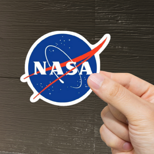 Durable, die-cut, vinyl, NASA Sticker.