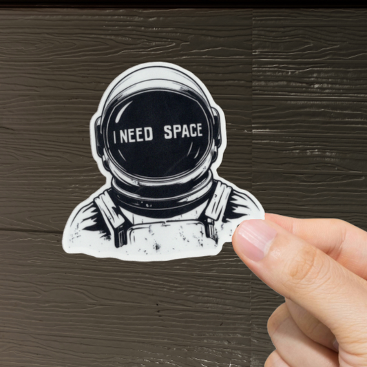 Durable, vinyl, die-cut, Need Space Sticker.