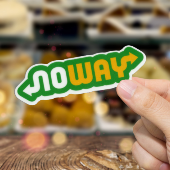 Durable, vinyl, die-cut, NoWay Sticker.
