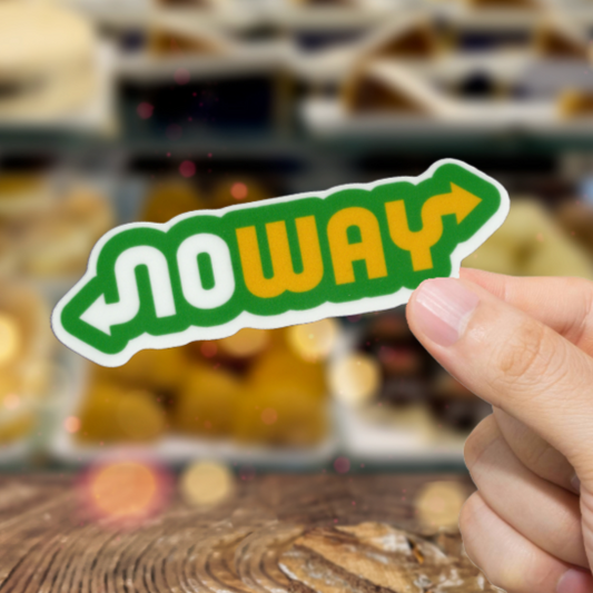Durable, vinyl, die-cut, NoWay Sticker.