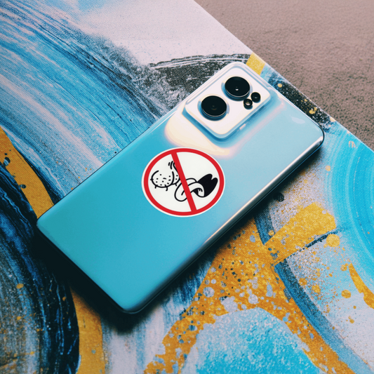 Durable, vinyl, die-cut, No Licks Sticker.