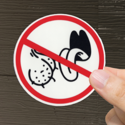 Durable, vinyl, die-cut, No Licks Sticker.