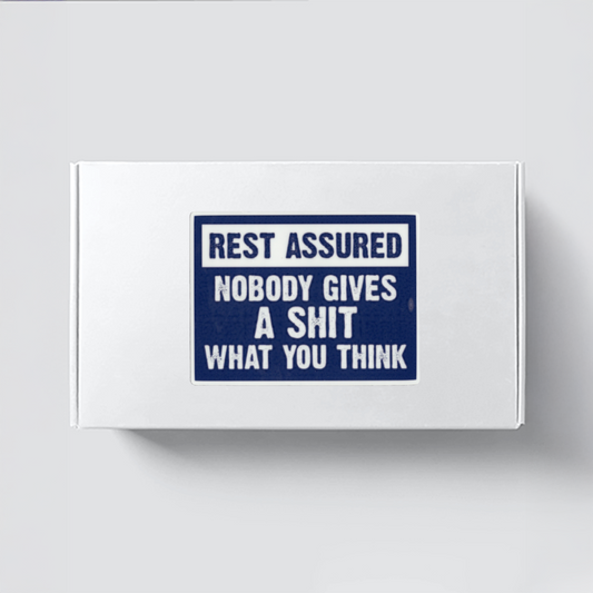 Durable, vinyl, die-cut, Nobody Gives A Shit Sticker.